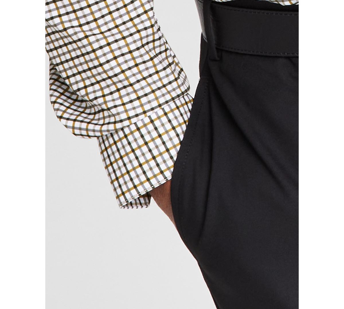 Tayion Collection Men's Slim-Fit Plaid Dress Shirt