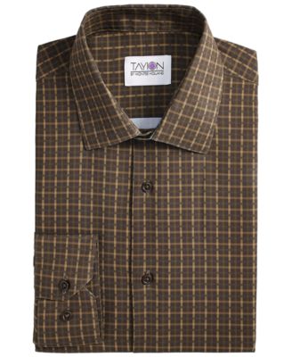 Men's Brown & Gold Slim-Fit Dress Shirt
