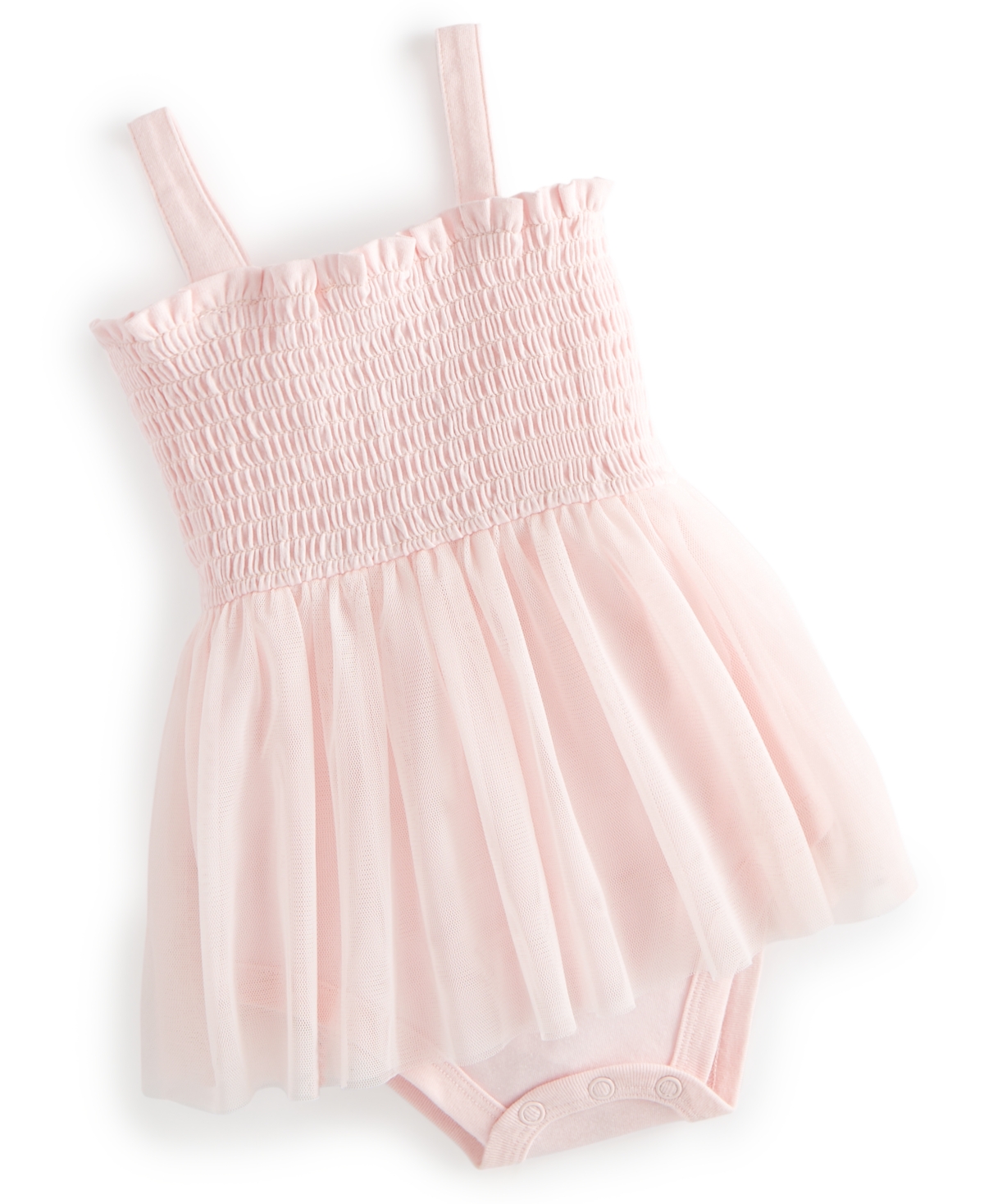 First Impressions Baby Girls Smocked Tulle-skirt Sunsuit, Created For Macy's In Pink Polish