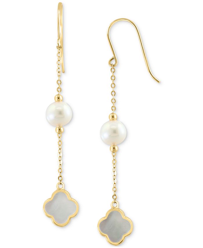 EFFY Collection EFFY® Freshwater Pearl & Mother-of-Pearl Clover Linear ...
