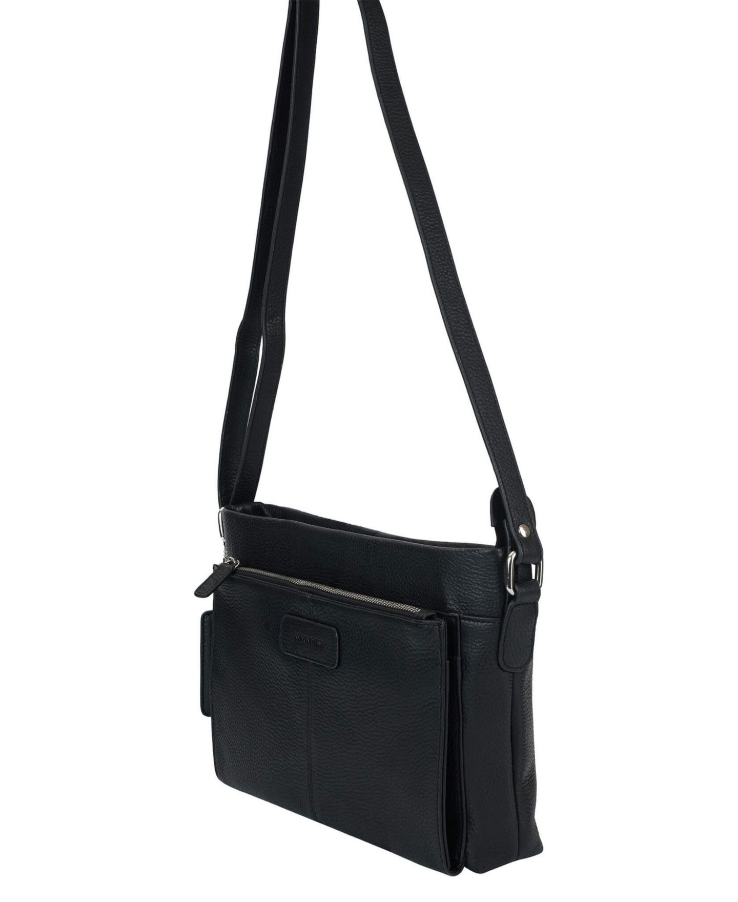 Женская сумка Mancini Pebble Loretta Leather Crossbody Handbag with Organizer, цвет: Чёрный — фото 4