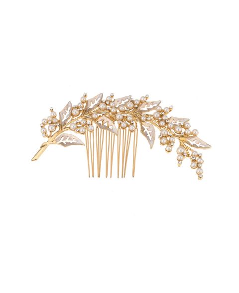 Женские аксессуары Ettika Ethereal Imitation Pearl Leaf Hair Comb