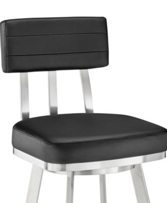 Benjamin 30" Swivel Bar Stool in Brushed Stainless Steel with Faux Leather