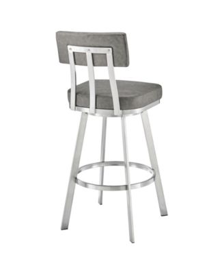 Benjamin 30" Swivel Bar Stool in Brushed Stainless Steel with Faux Leather