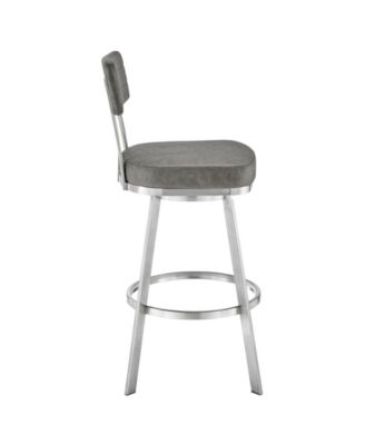 Benjamin 30" Swivel Bar Stool in Brushed Stainless Steel with Faux Leather