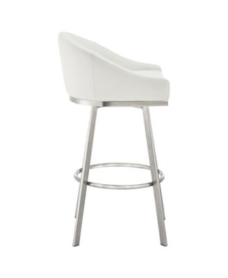 Eleanor 30" Swivel Bar Stool in Brushed Stainless Steel with Faux Leather