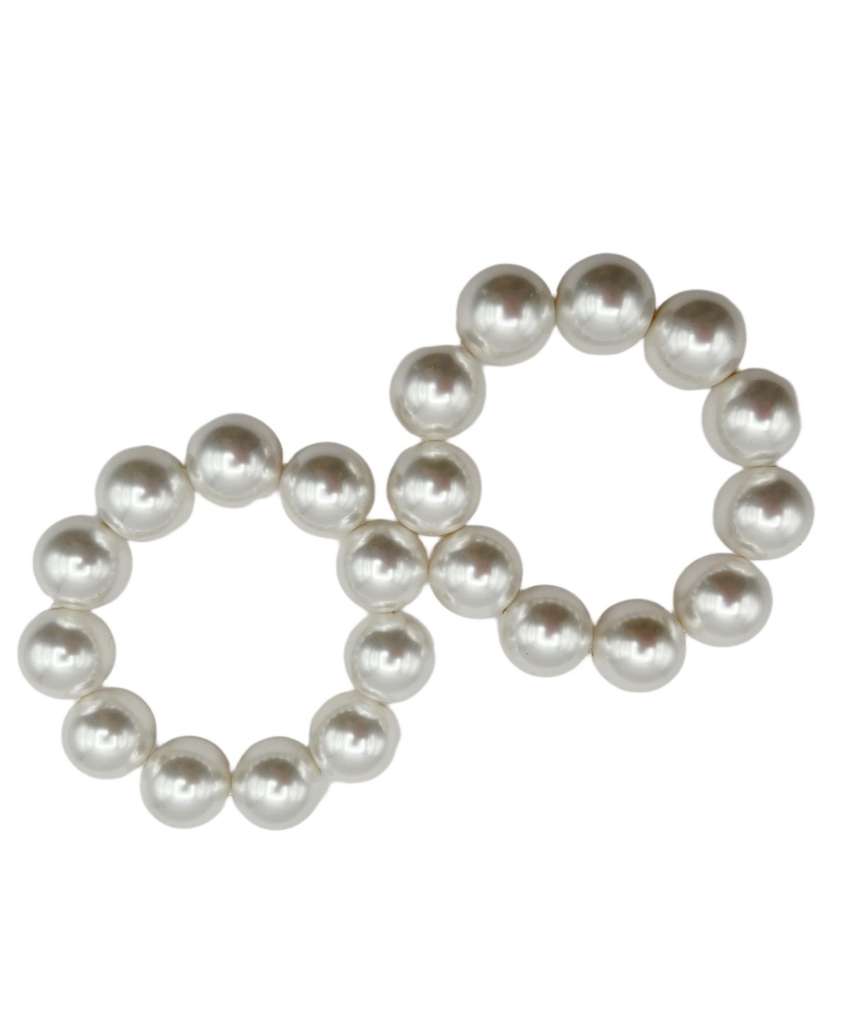 2-Pc. Set Imitation Pearl Stretch Bracelets, Created for Macy's - Faux Glistening White Stack Bracelets