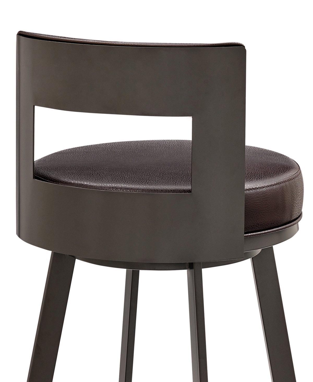 Armen Living Flynn 26" Swivel Counter Stool In Metal With Faux Leather In Brown