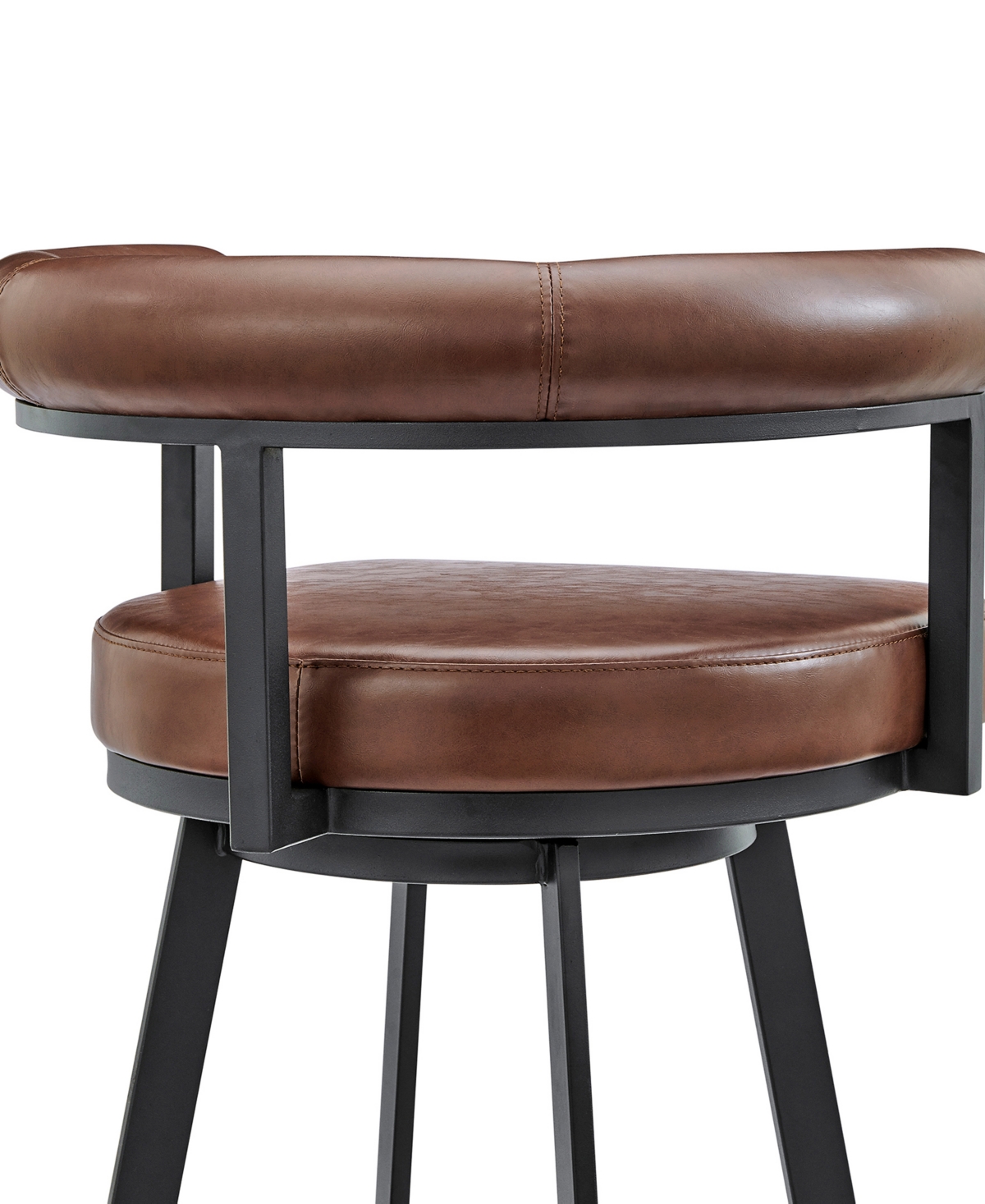 Shop Armen Living Magnolia 26" Swivel Counter Stool In Metal With Faux Leather In Brown,black