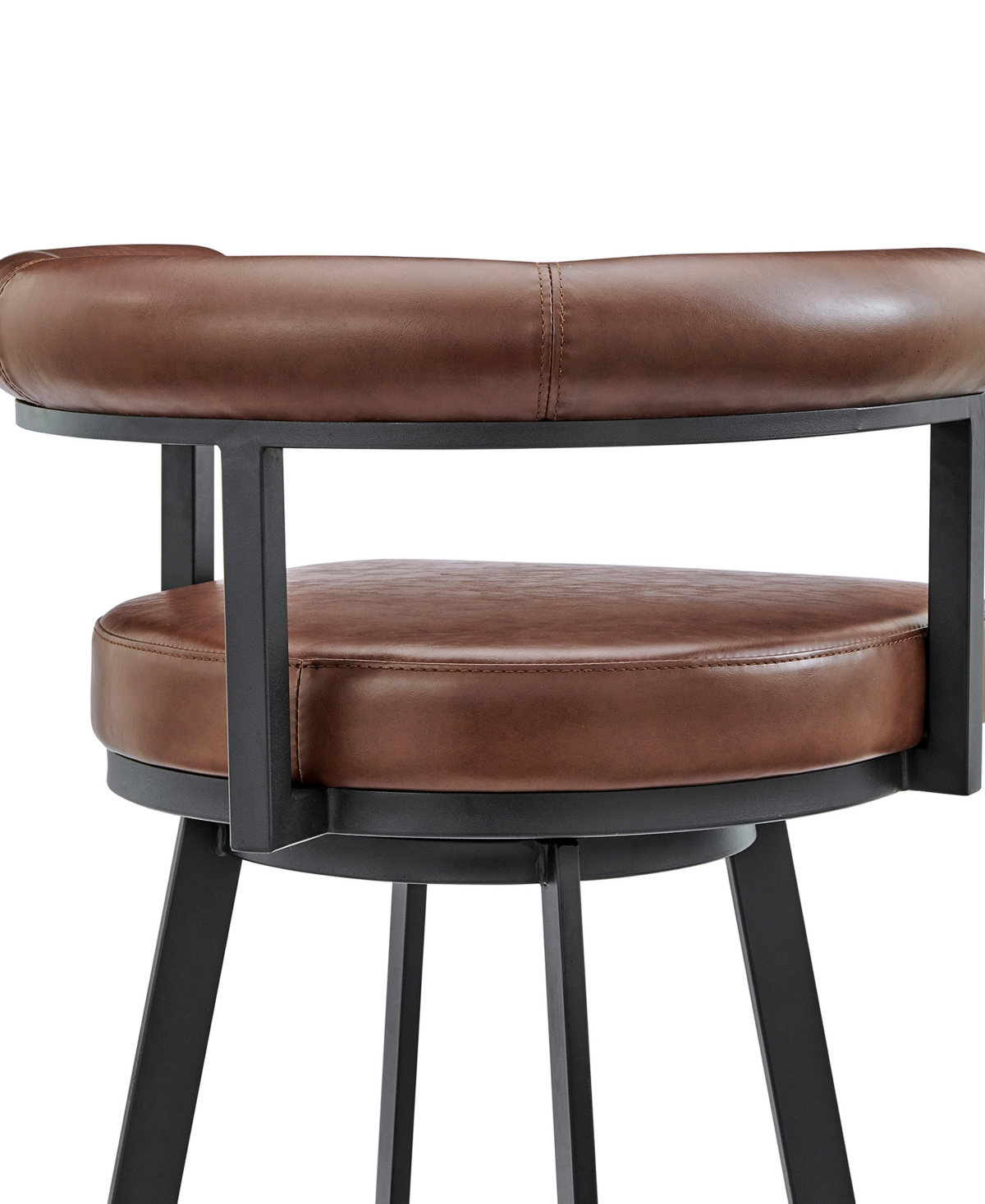 Armen Living Magnolia 26" Swivel Counter Stool In Metal With Faux Leather In Brown,black