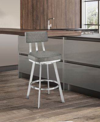 Benjamin 30" Swivel Bar Stool in Brushed Stainless Steel with Faux Leather