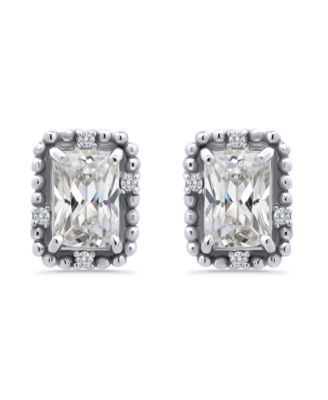 Cubic Zirconia Bead Frame Stud Earrings in 18k Gold-Plated Sterling Silver, Created for Macy's