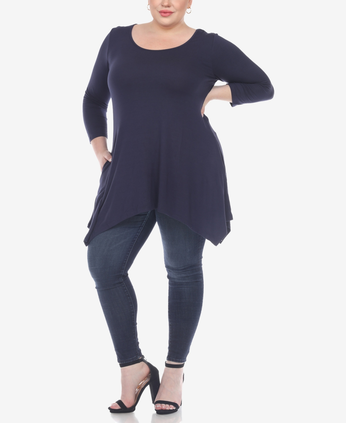 Plus Size Makayla Scoop Neck Tunic Top - Yellow