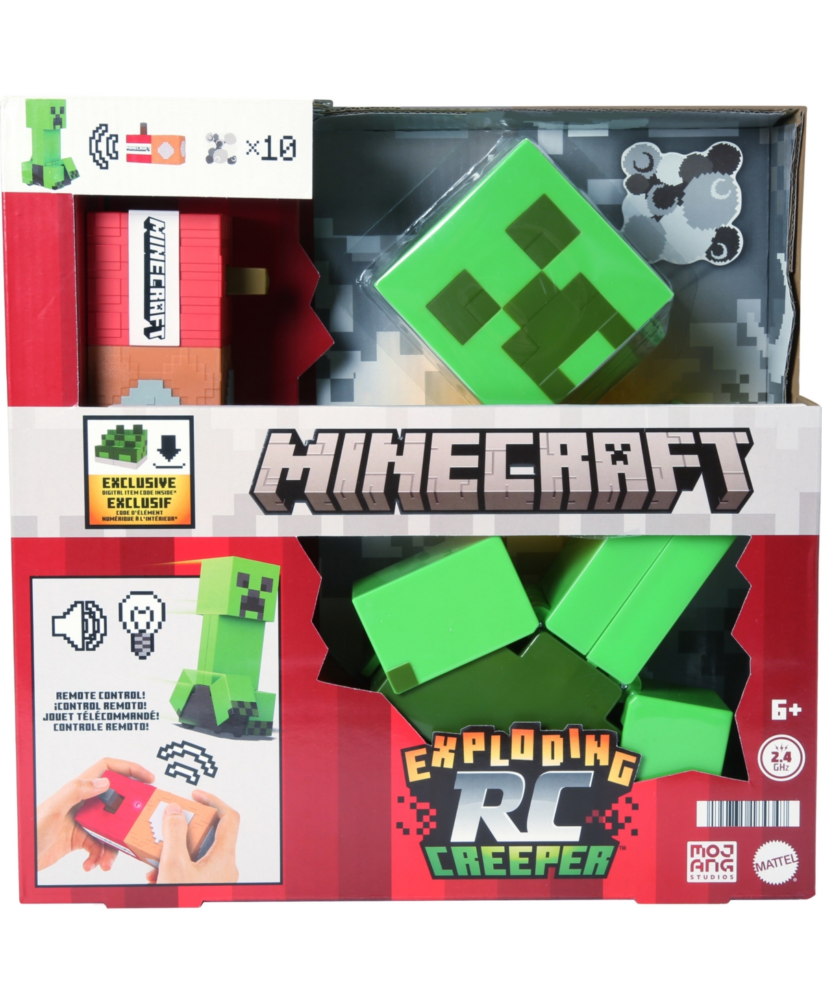 MINECRAFT EXPLODING RC CREEPER, LIGHTS AND SOUNDS, 10 EXPLOSION PARTICLES AND DLC CODE 