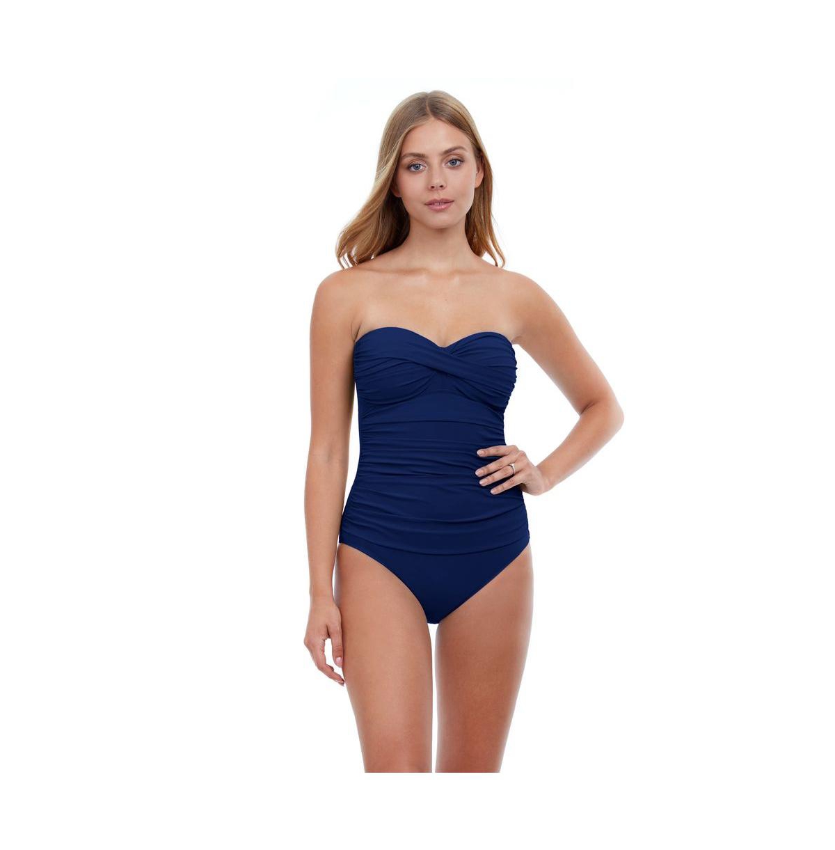 Women's Tutti Frutti bandeau one piece swimsuit - Navy