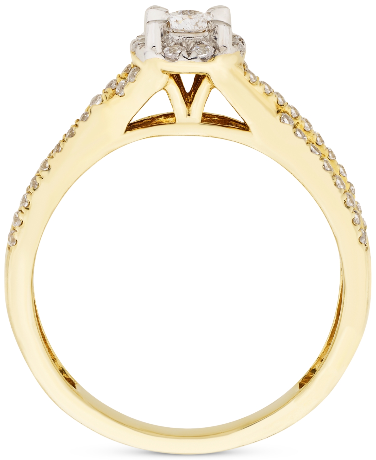 Shop Macy's Diamond Halo Twist Bridal Set (1/2 Ct. T.w.) In 14k Gold In Yellow Gold
