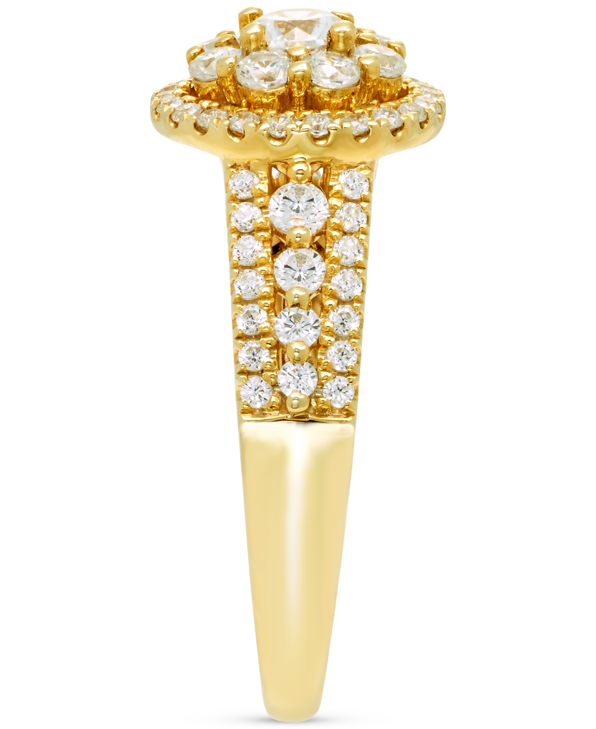 Shop Macy's Diamond Double Halo Engagement Ring (1 Ct. T.w.) In 14k Gold In Yellow Gold