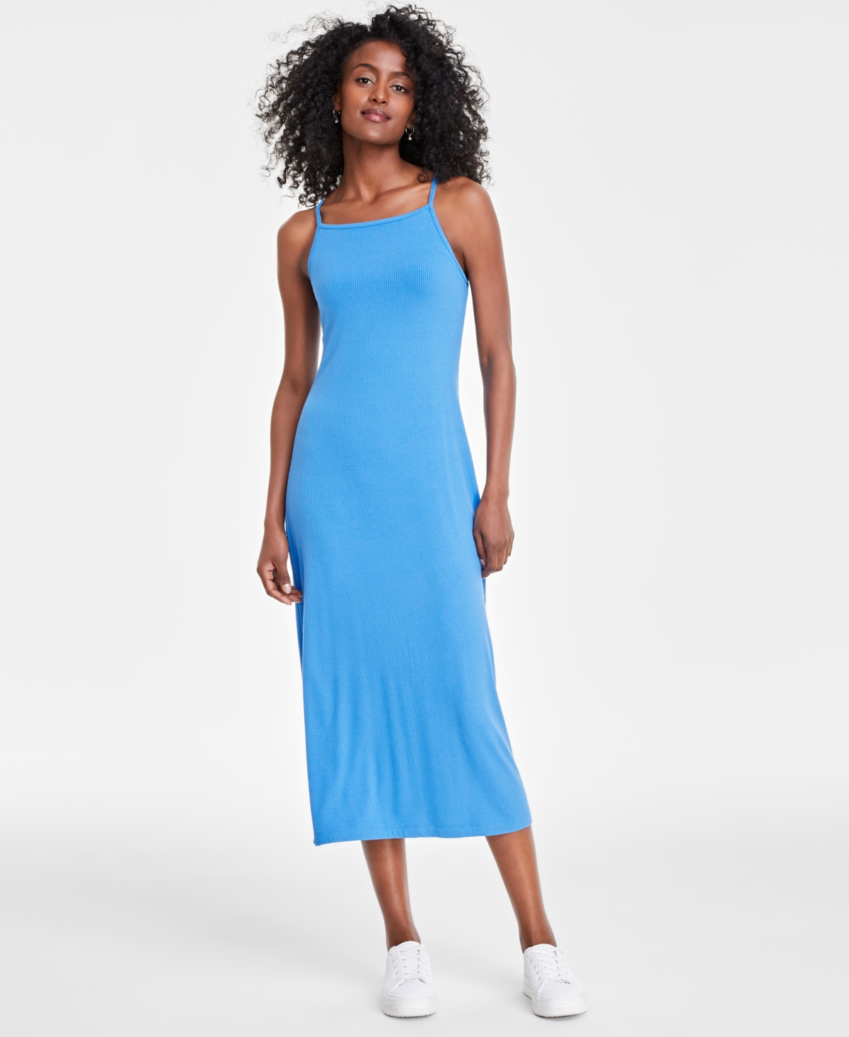 Women's Knit Ribbed Midi Dress, Created for Macy's - Pink Jewel