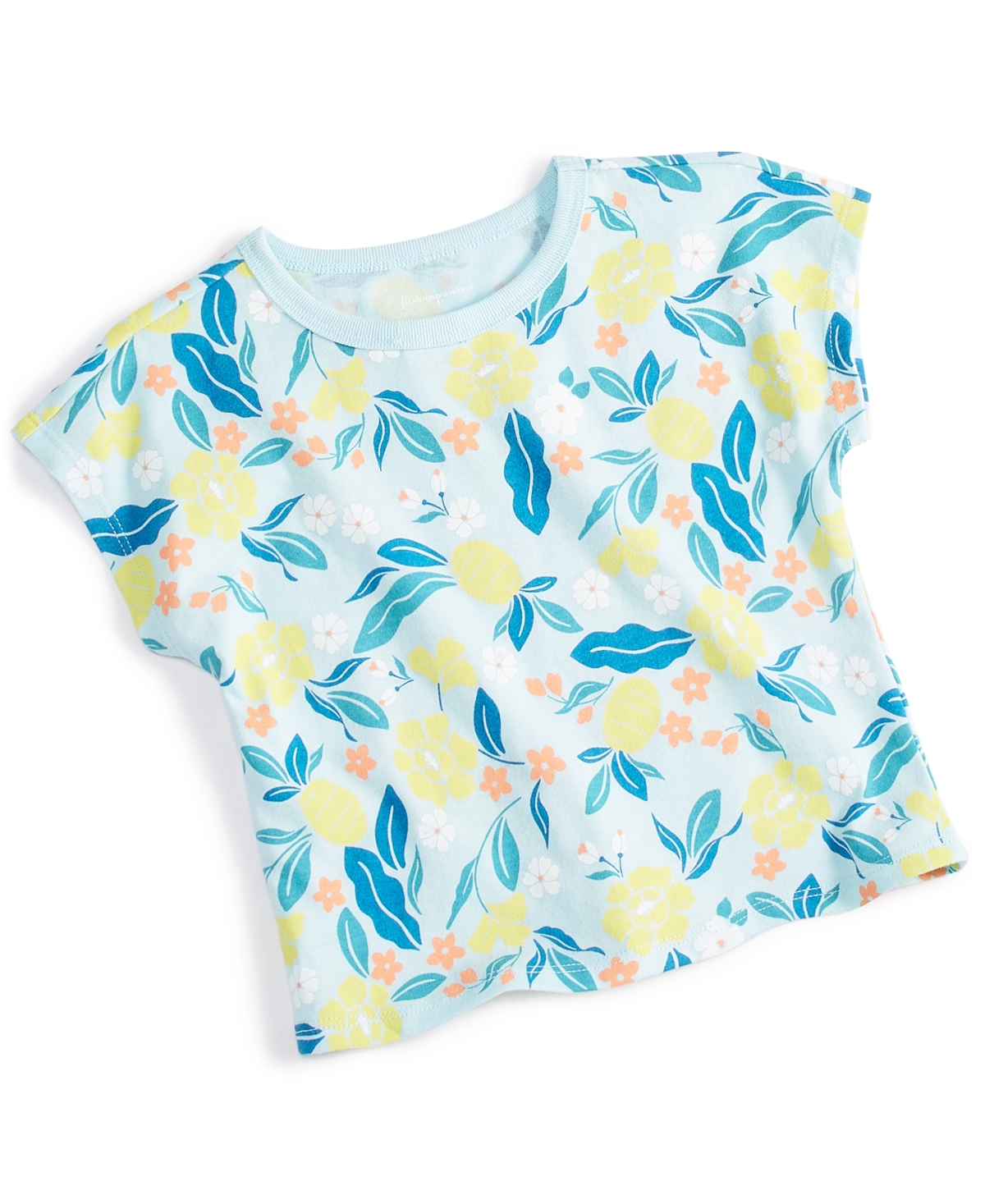 Shop First Impressions Baby Girls Elegant Tropical-print T-shirt, Created For Macy's In Oasis Blue