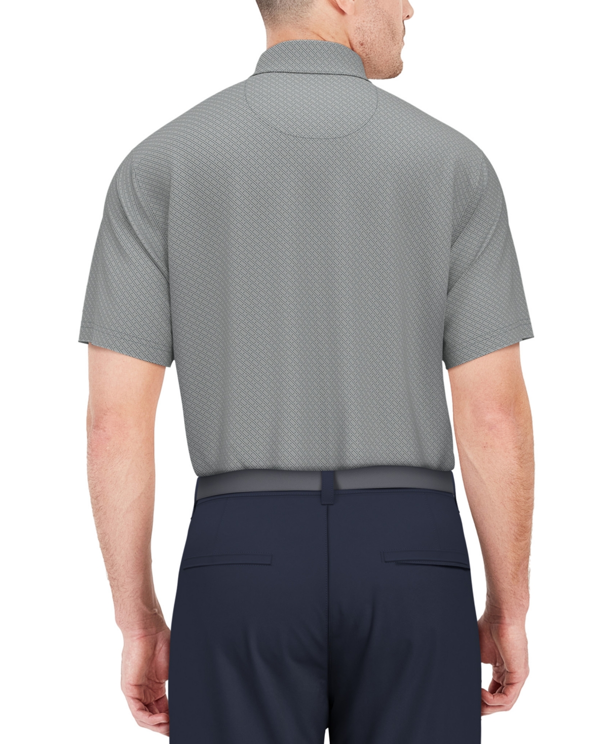 Pga Tour Men's Short Sleeve Geo Jacquard Performance Polo Shirt