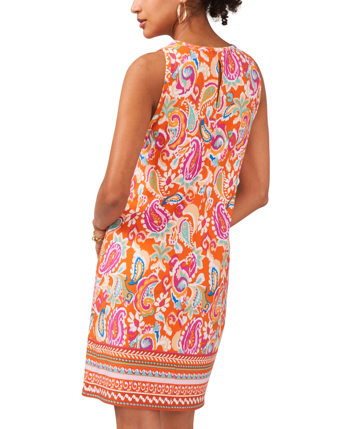 Shop Msk Petite Printed Round-neck Sleeveless Shift Dress In Dragon Fire