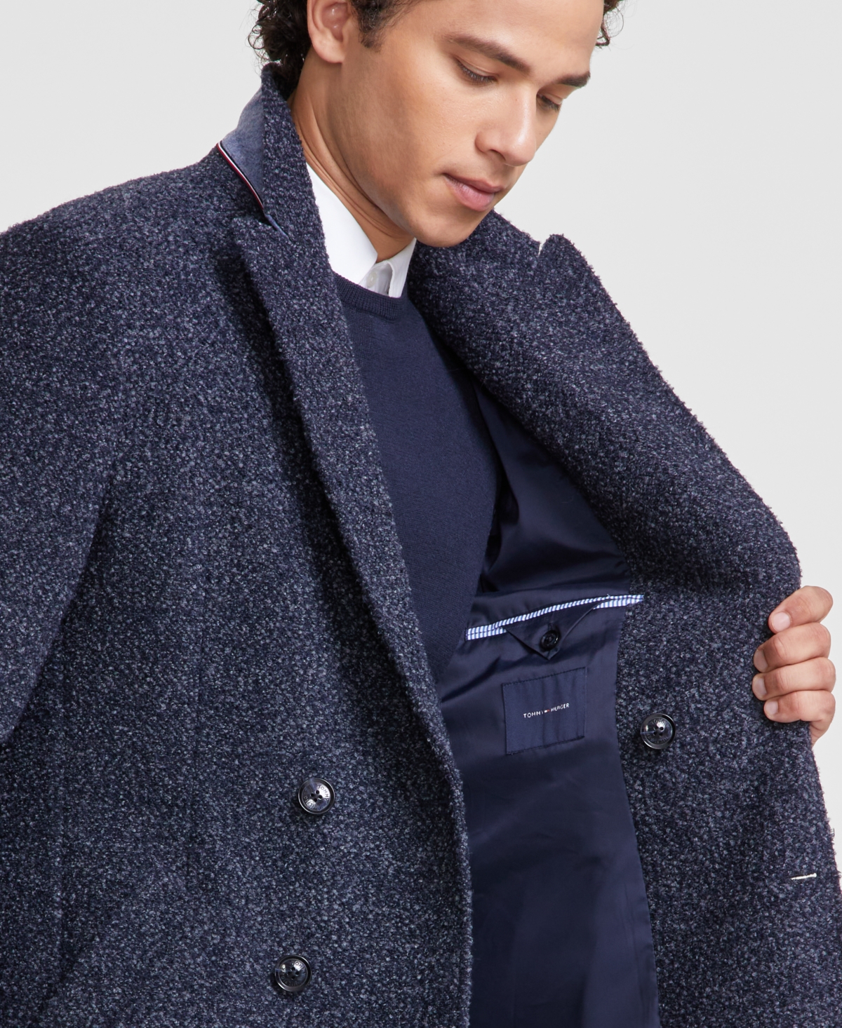 Tommy Hilfiger Men's Modern-FitOvercoat - Blue