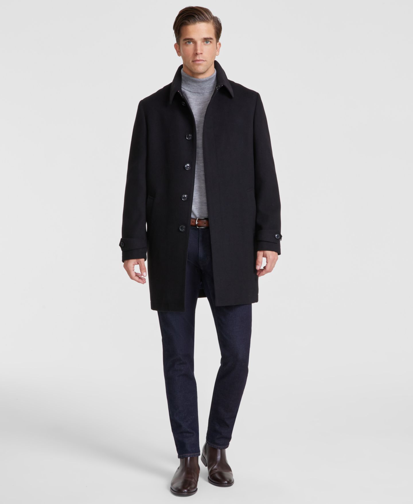 Мужское пальто Tommy Hilfiger Car Coat современного кроя, цвет: Чёрный — фото 1