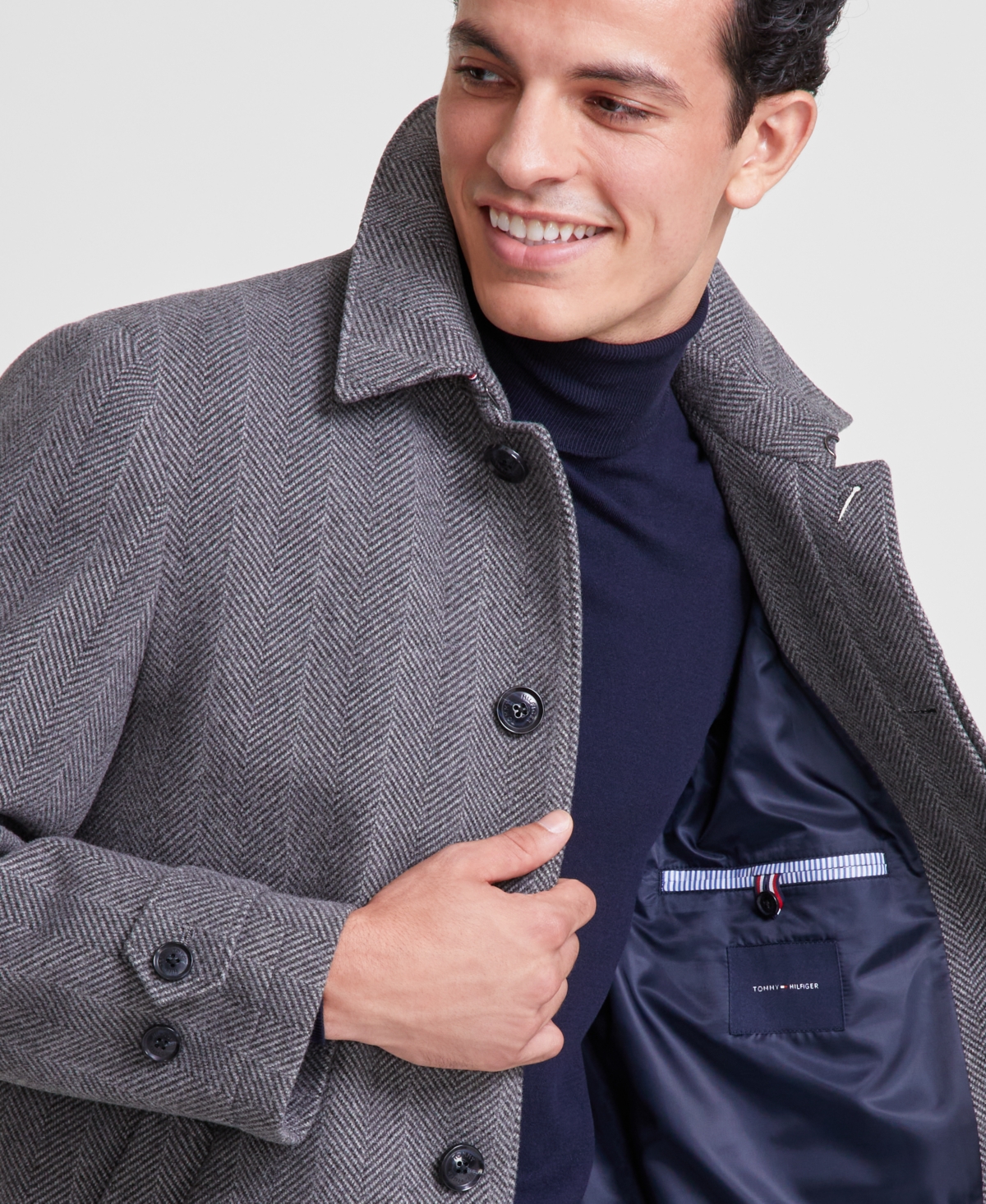 Tommy Hilfiger Men Classic Fit Melange Overcoat In Gray