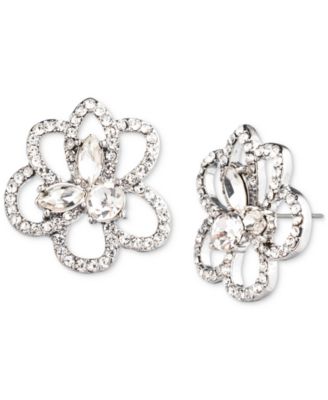 Givenchy - Pav&eacute; & Crystal Flower Stud Earrings