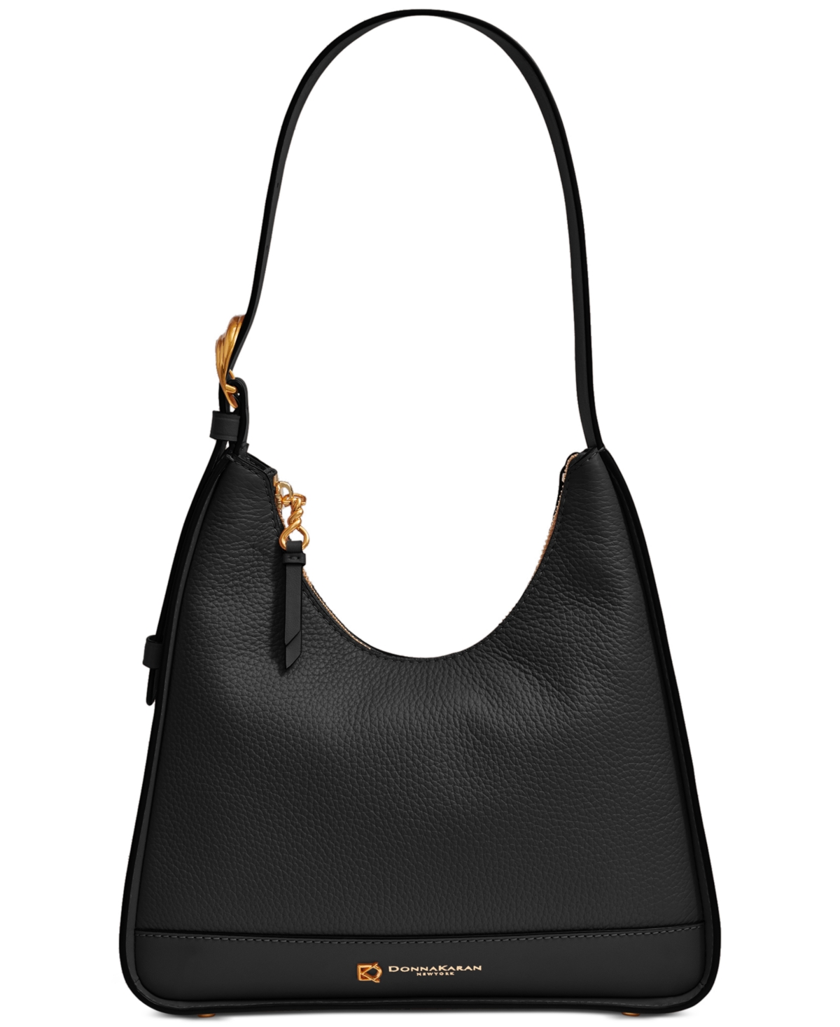 Shop Donna Karan Cedarhurst Buckle Hobo In Blk,gold