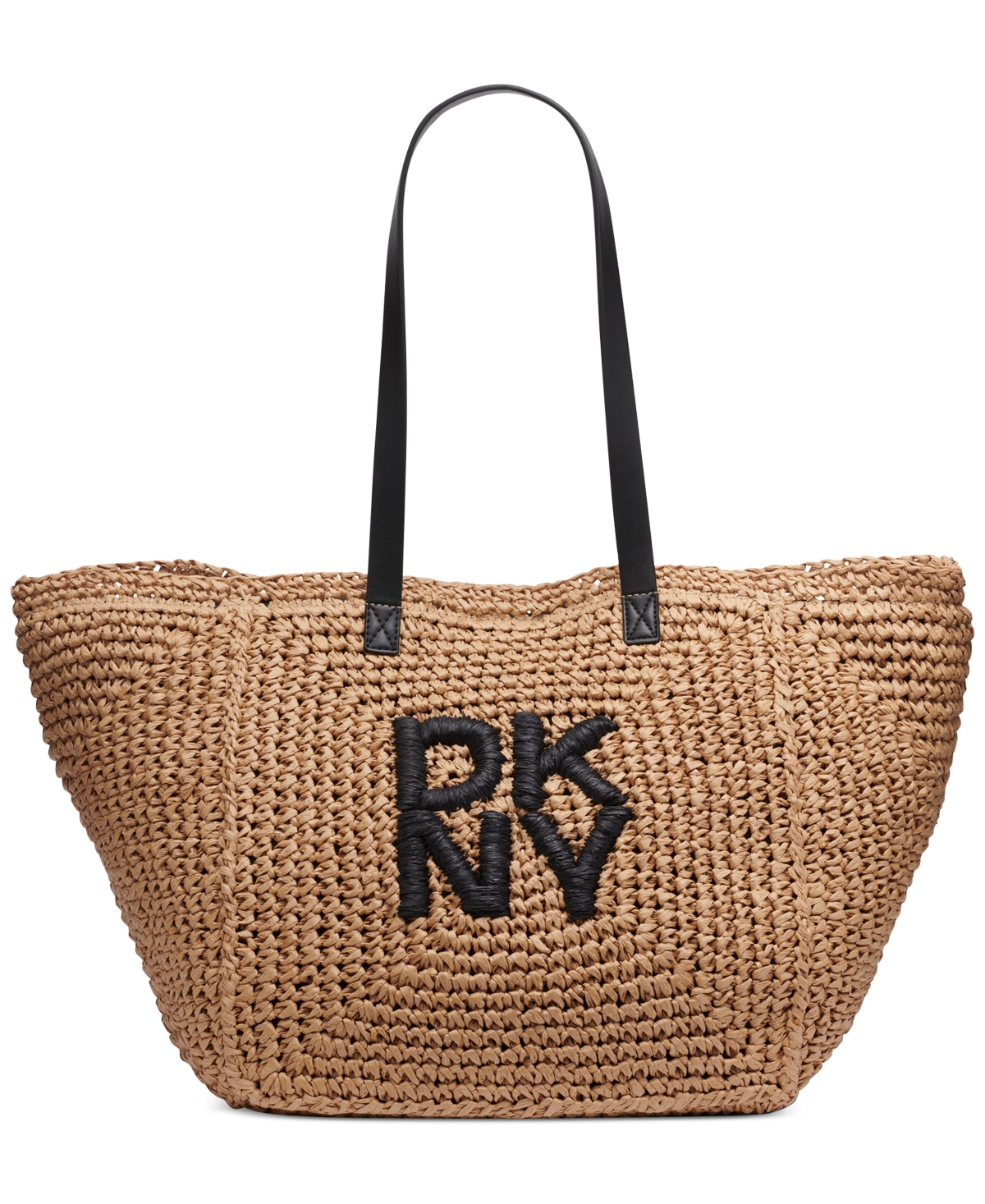 Shop Dkny Paloma Woven Tote In Natural,bl