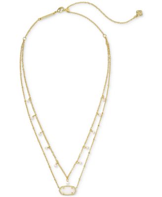 14k Gold-Plated Imitation Pearl & Stone 19" Adjustable Layered Pendant Necklace