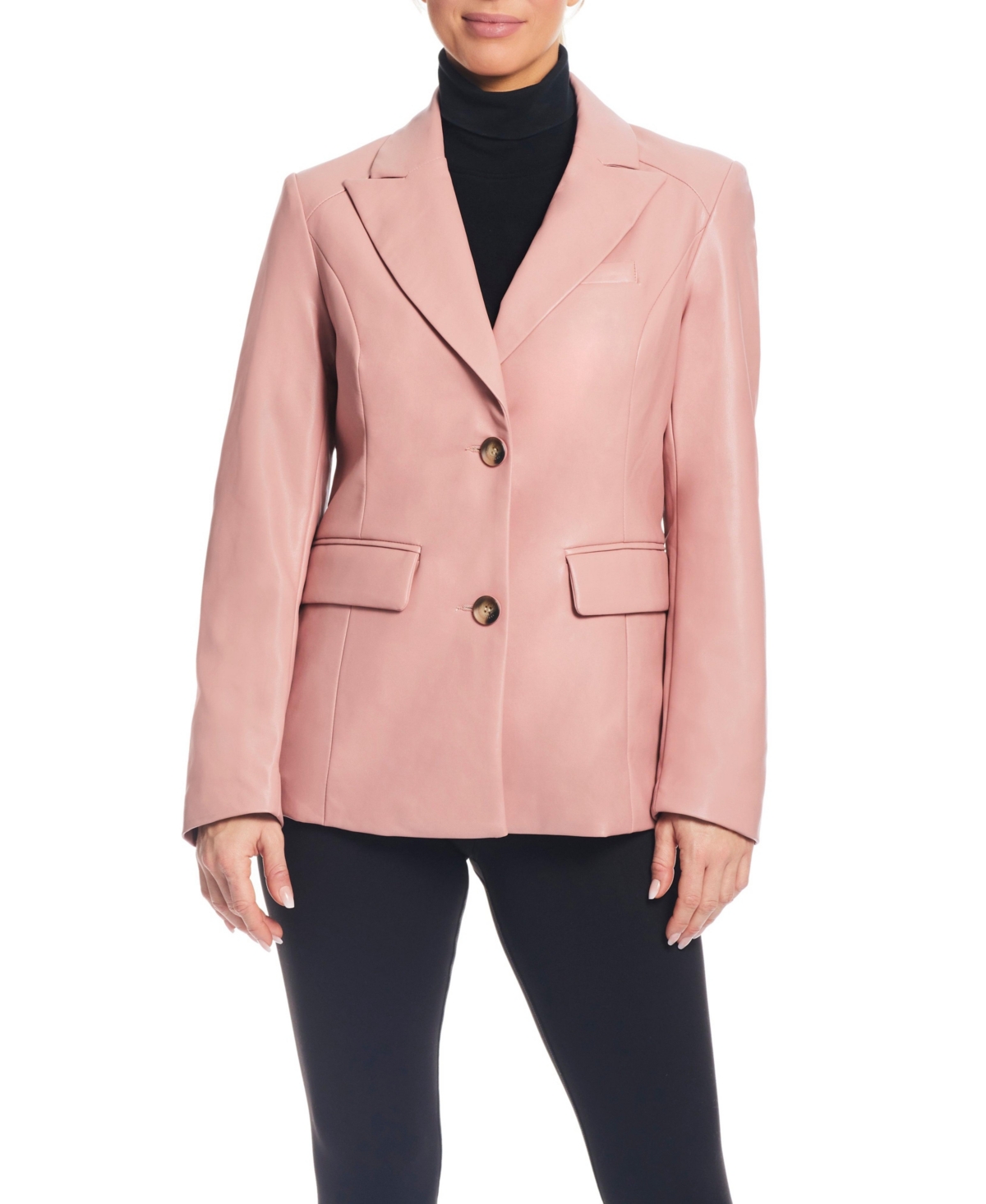 Sanctuary Women's Faux Leather Single-Breasted Blazer Jacket with Corset Back