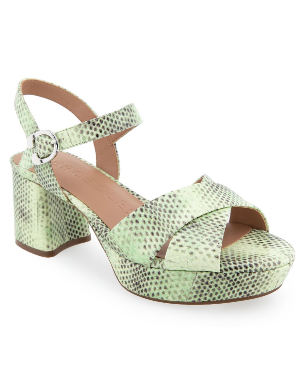 Aerosoles Cosmos Suede Sandal In Gleam Snake Print Leather