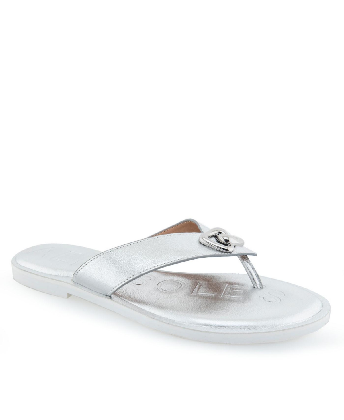 Shop Aerosoles Women's Galen Flip Flop Sandals In Silver Polyurethane