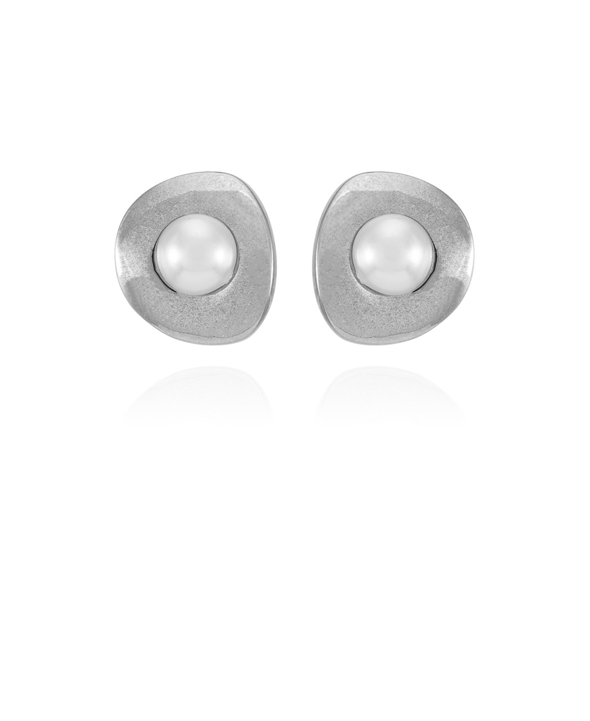 Shop T Tahari Silver-tone Imitation Pearls Clip On Button Earrings
