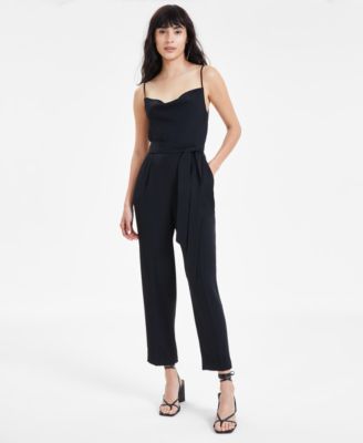 Bar III - Women's Belted Cowl Neck Jumpsuit