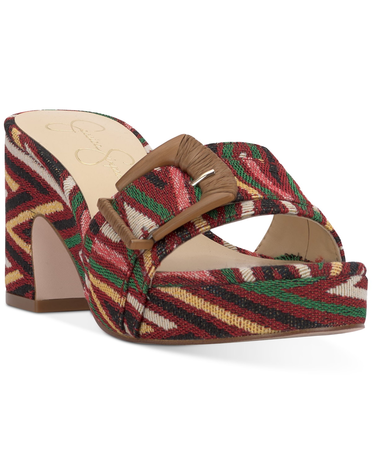 Shop Jessica Simpson Women's Peccio Buckled Platform Block-heel Slide Sandals In Warm Multi