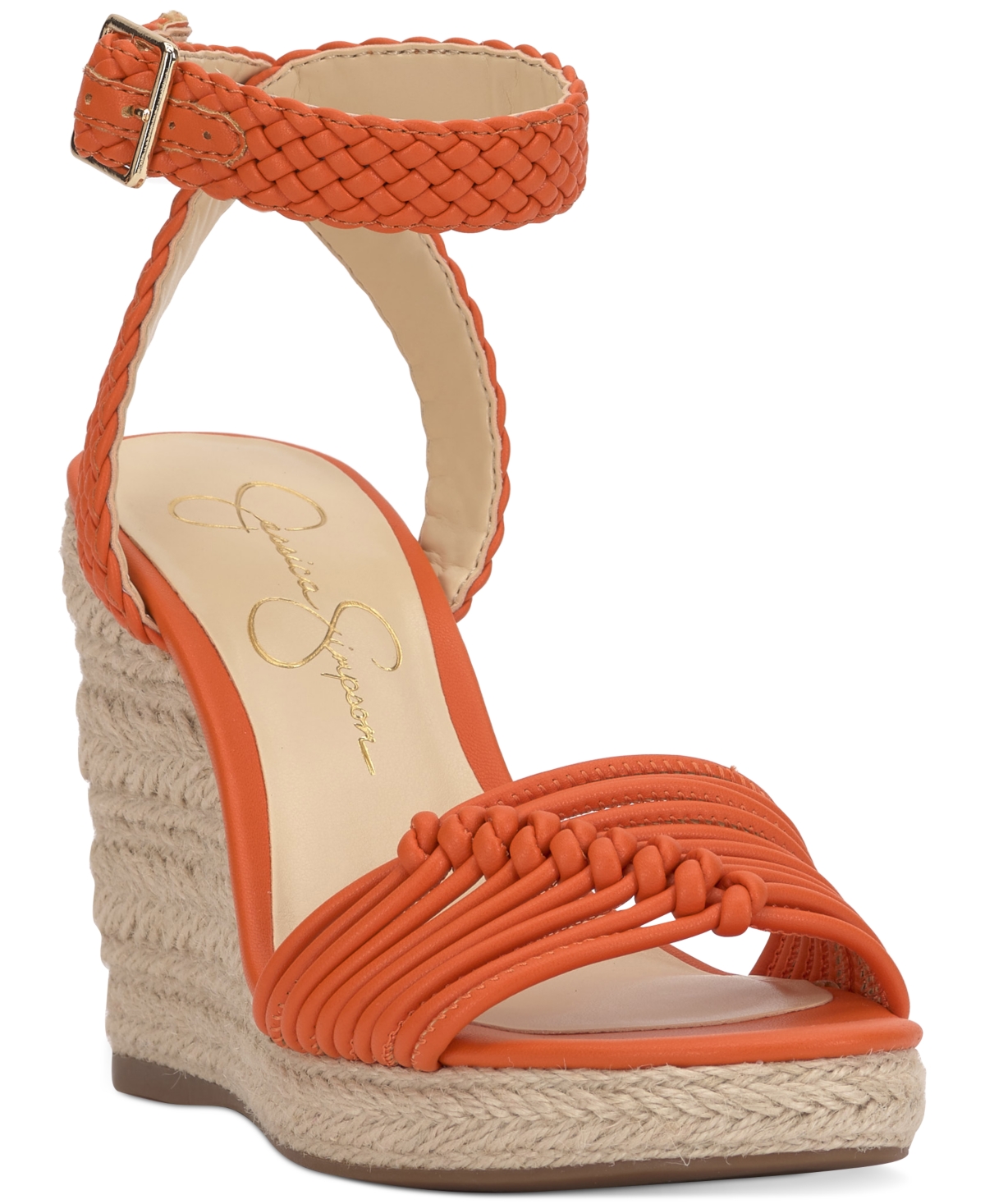 Women's Talise Knotted Strappy Platform Wedge Sandals - Tangerine