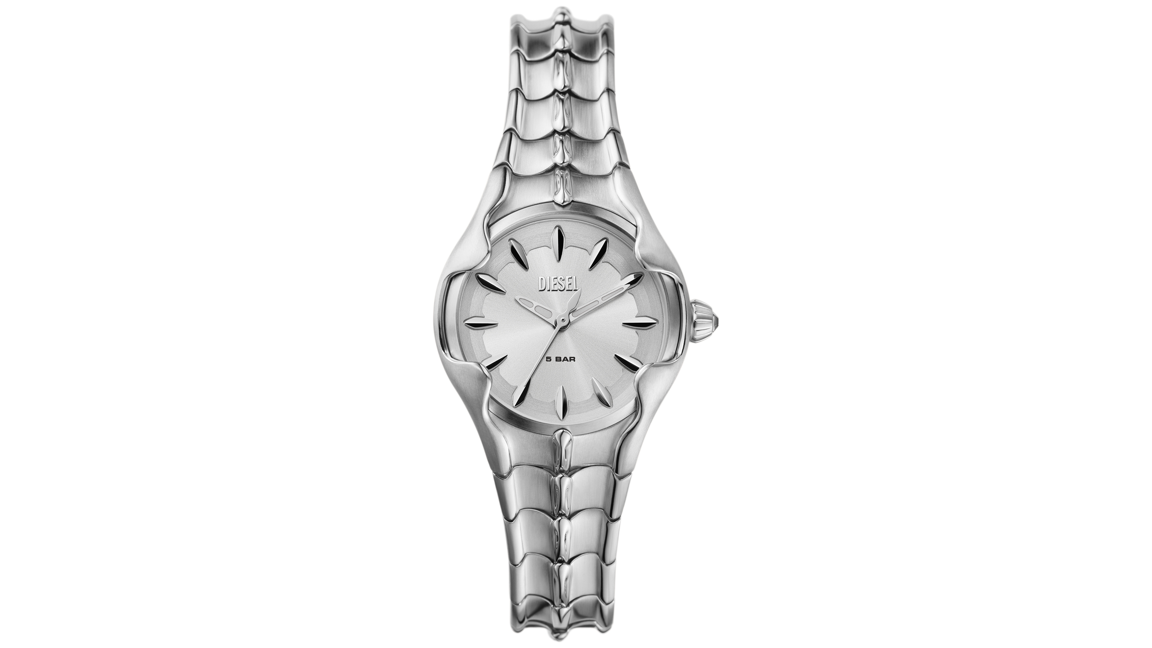Diesel Women's Vert Three Hand Silver-Tone Stainless Steel Watch 32mm