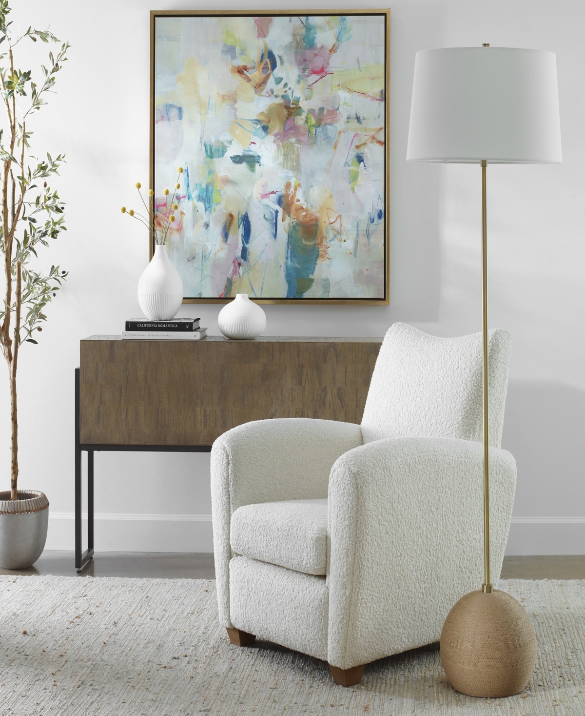 Uttermost 65" Captiva Floor Lamp, In Brass