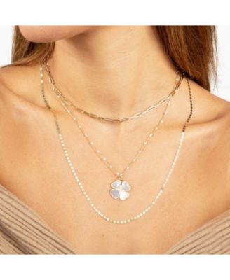 Mother of Pearl Lucky Clover Charm 14K Gold 13 millimeters