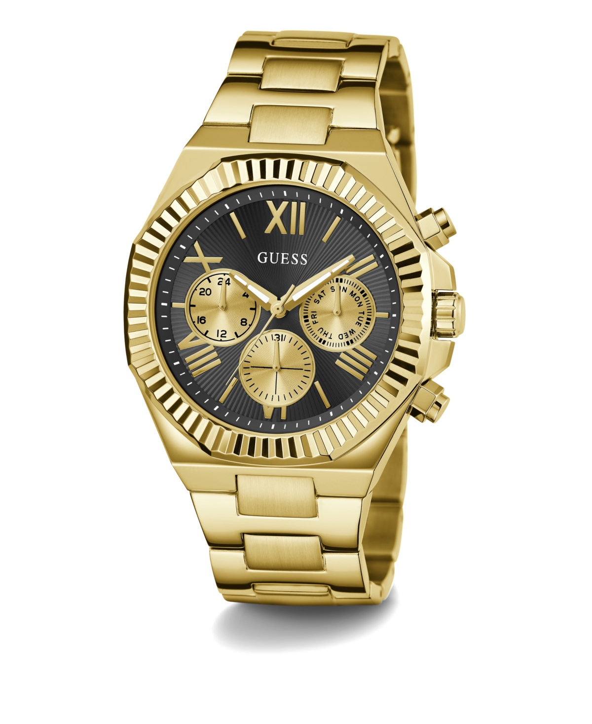 Shop Guess Men's Multi-function Gold-tone 100% Steel Watch, 44mm In Gold Tone