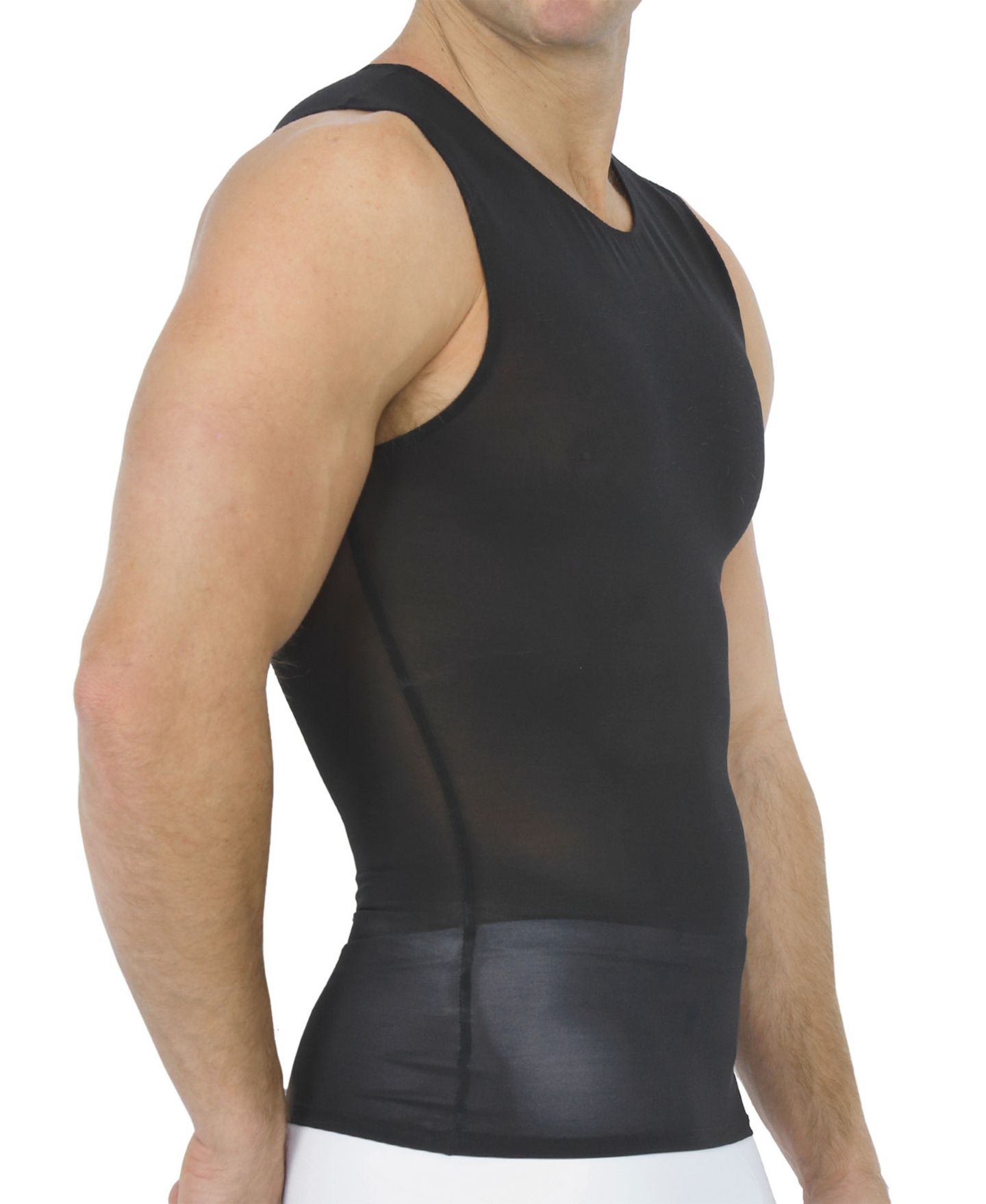 Мужская рубашка Instaslim Big & Tall Power Mesh Compression Sleeveless Crewneck, цвет: Чёрный — фото 3