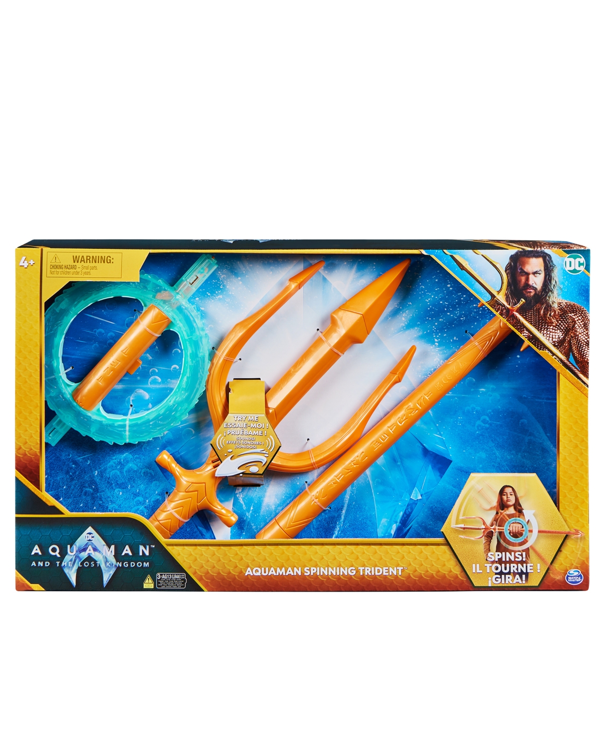 Aquaman Spinning Trident, 35" Interactive Toy With Lights And Sounds, Movie-styling In Multi-color