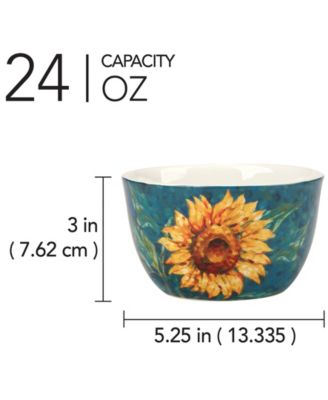 Golden Sunflowers Set of 4 Ice Cream Bowls