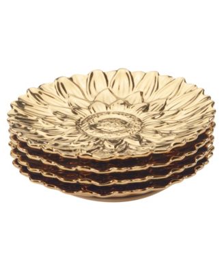 Gold Coast 3-D Set of 4 Sunflower Dessert Plates
