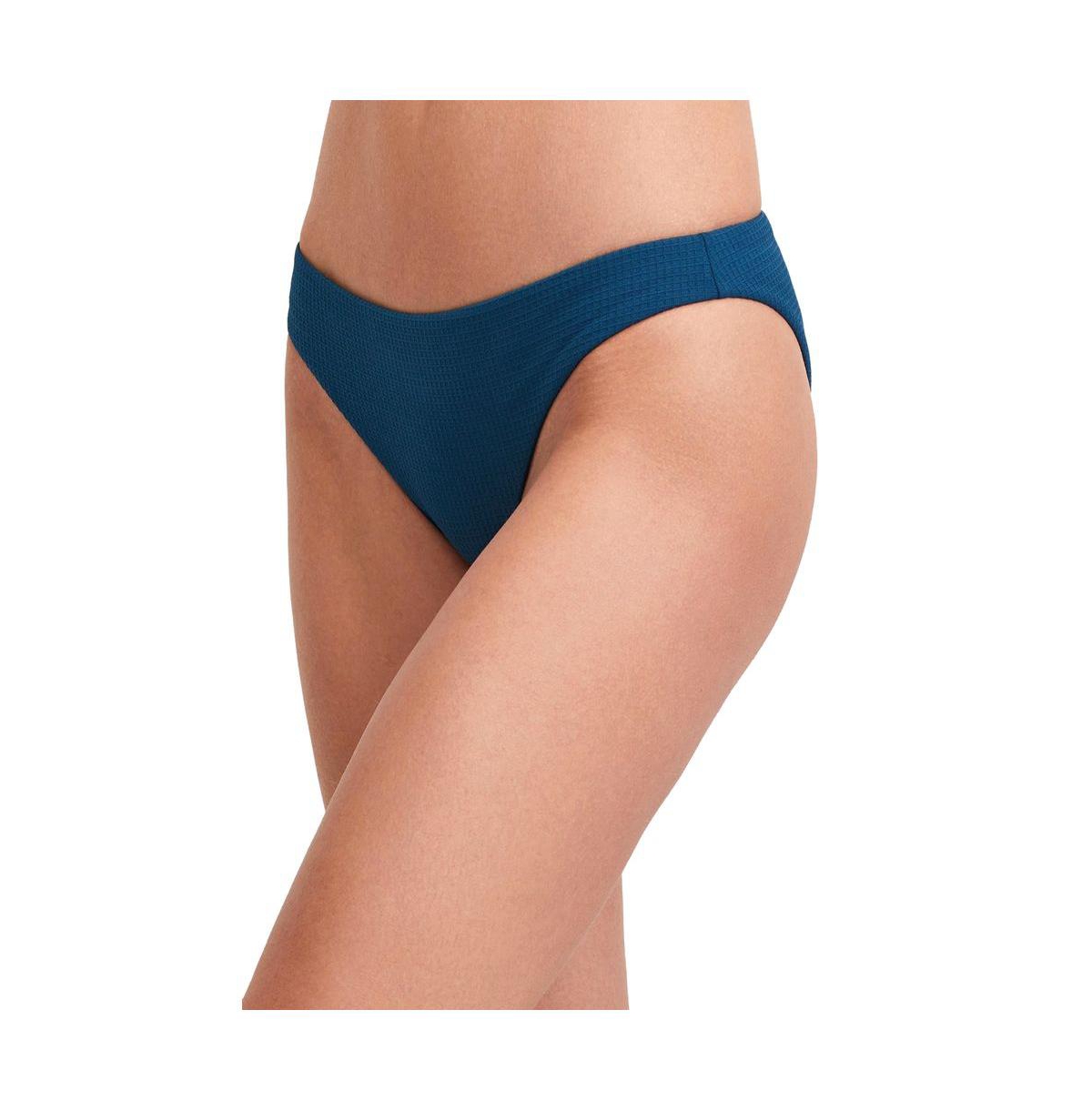 Women's Solid textured mid-rise swim bottom - Teal