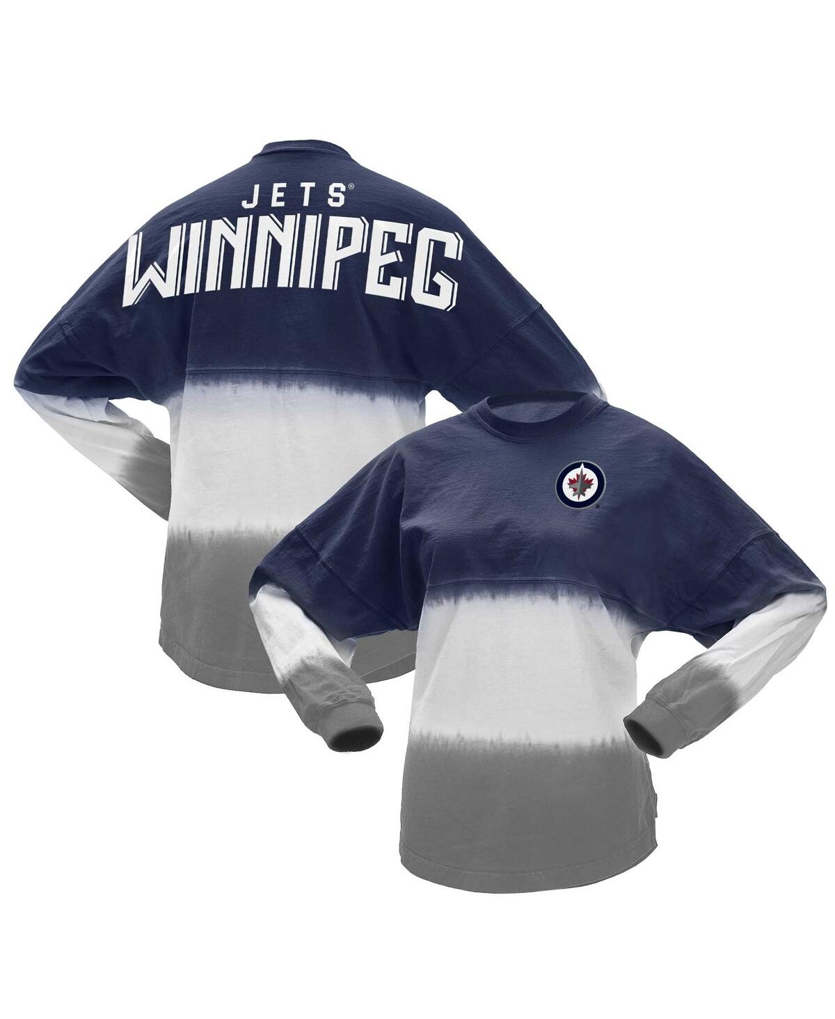 Women's Fanatics Branded Blue, Gray Winnipeg Jets Ombre Long Sleeve T-shirt - Blue, Gray