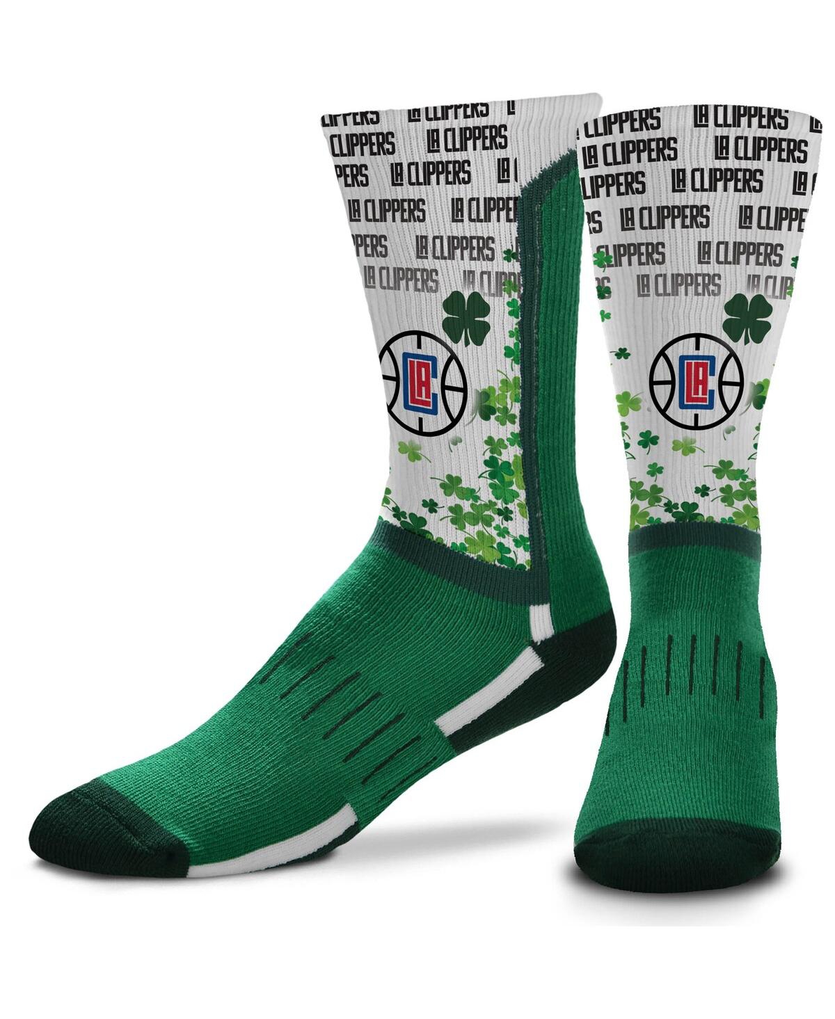 For Bare Feet Men's  La Clippers Four Leaf St. Patrick's Day V-curve Crew Socks In Green